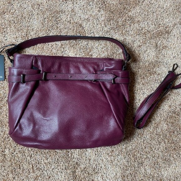 New w/Tags - Roberta M Shoulder Bag - Wine Leather - Picture 2 of 7